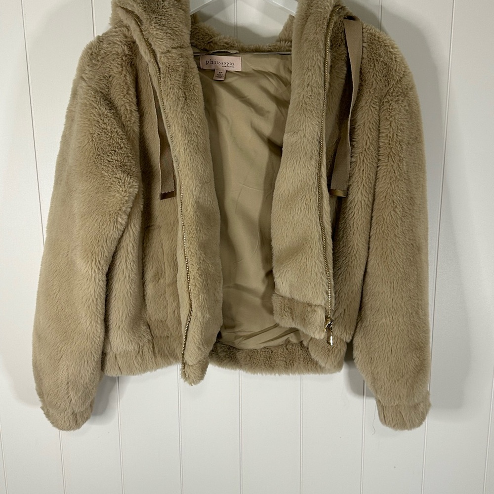 Philosophy Tan Faux Fur Kids Puffer Jacket